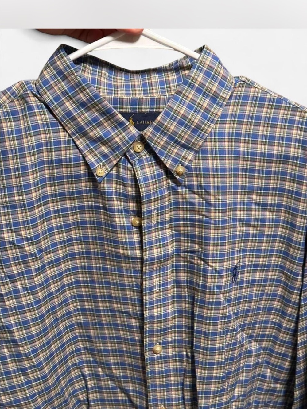 Ralph Lauren Classic Fit Blue + Yellow Plaid Button-Down Shirt | Size XL